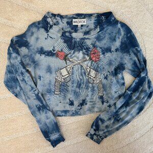 RARE Wildfox Showdown Guns and Roses tie dye sweatshirt